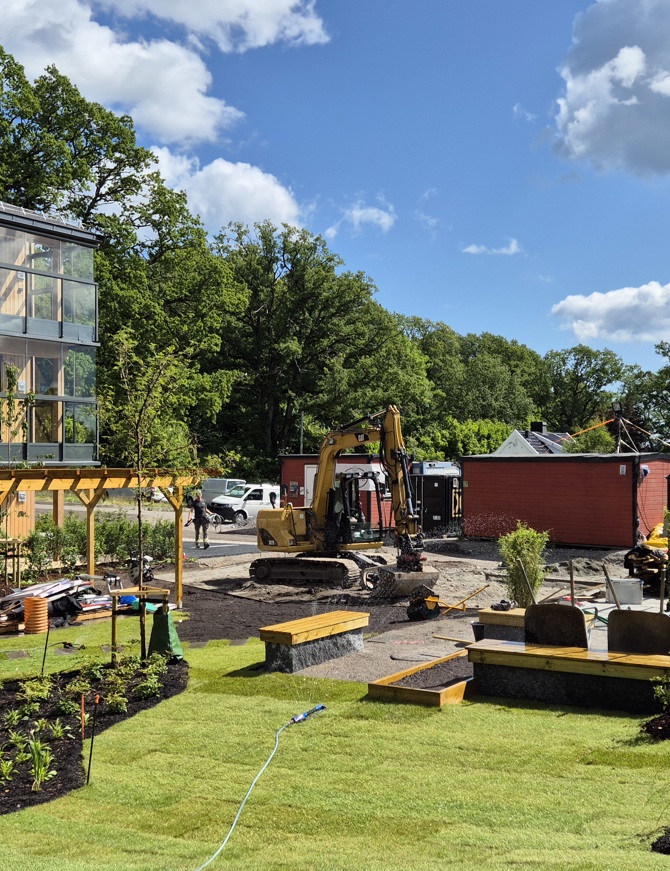 Utsyn nesten ferdig hage på Kjelleparken